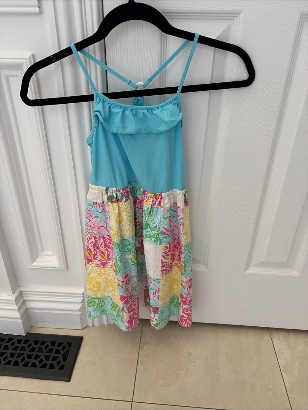 Lilly Pulitzer Aqua Bodice Multicolor Patchwork Sundress